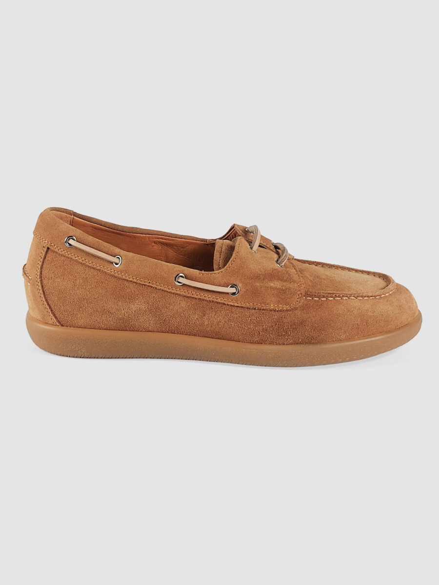Mocassino barca velour cuoio
