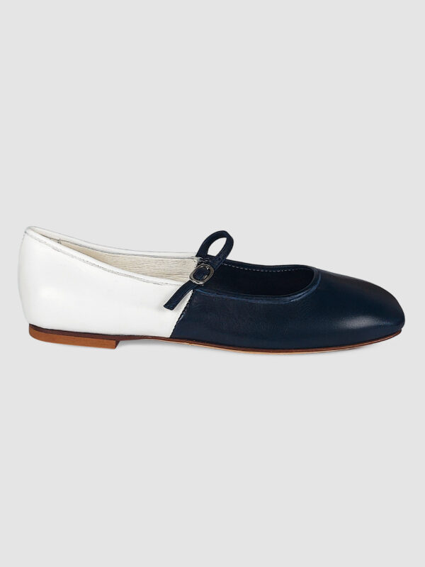 Ballerina Greta nappa bianco/blu
