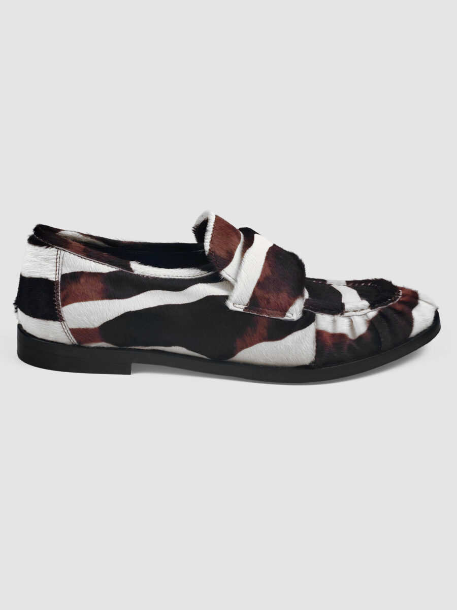 Mocassino cavallino zebra bianco