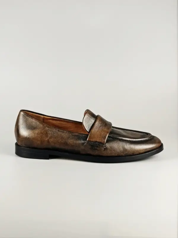 Mocassino nappa spazzolata cuoio