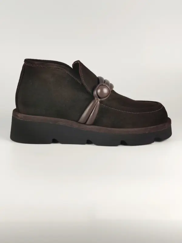 Ankle velour col fondente con riporto nappa glove tmoro
